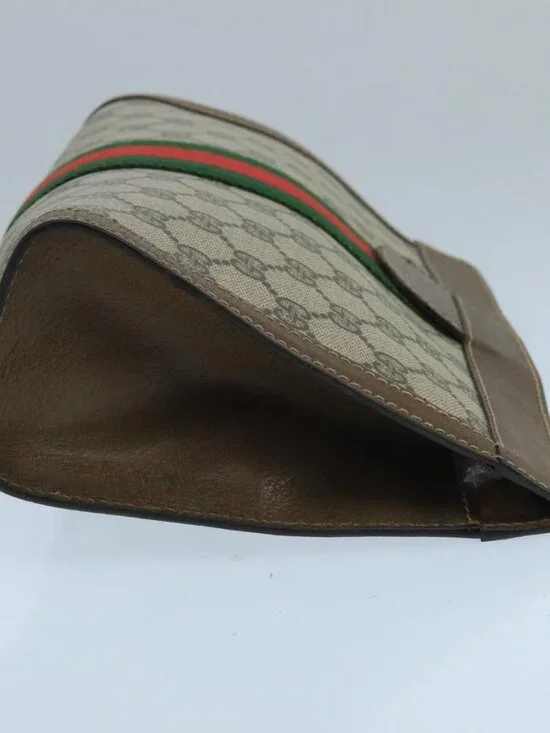 GUCCI GG Supreme Web Sherry Line Clutch Bag PVC Beige 001 014 2125 Auth bs20684 - Picture 5 of 16